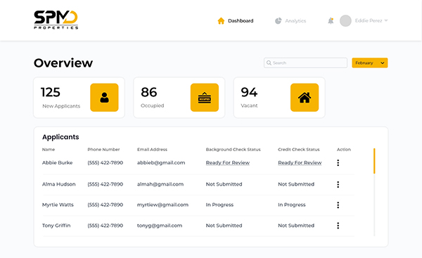 SPMD Properties admin portal screenshot.