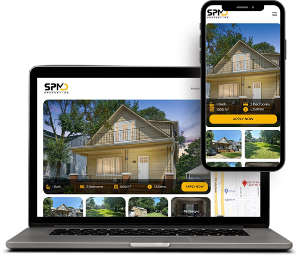 The SPMD Properties' custom website on a laptop and mobile phone.